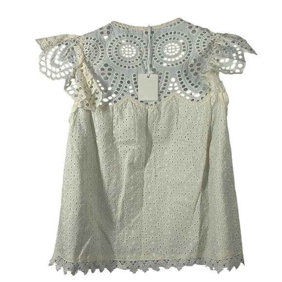 Jennifer & Grace NWT Antique White Eyelet Boho Flutter Sleeve Blouse Small - Picture 7 of 15
